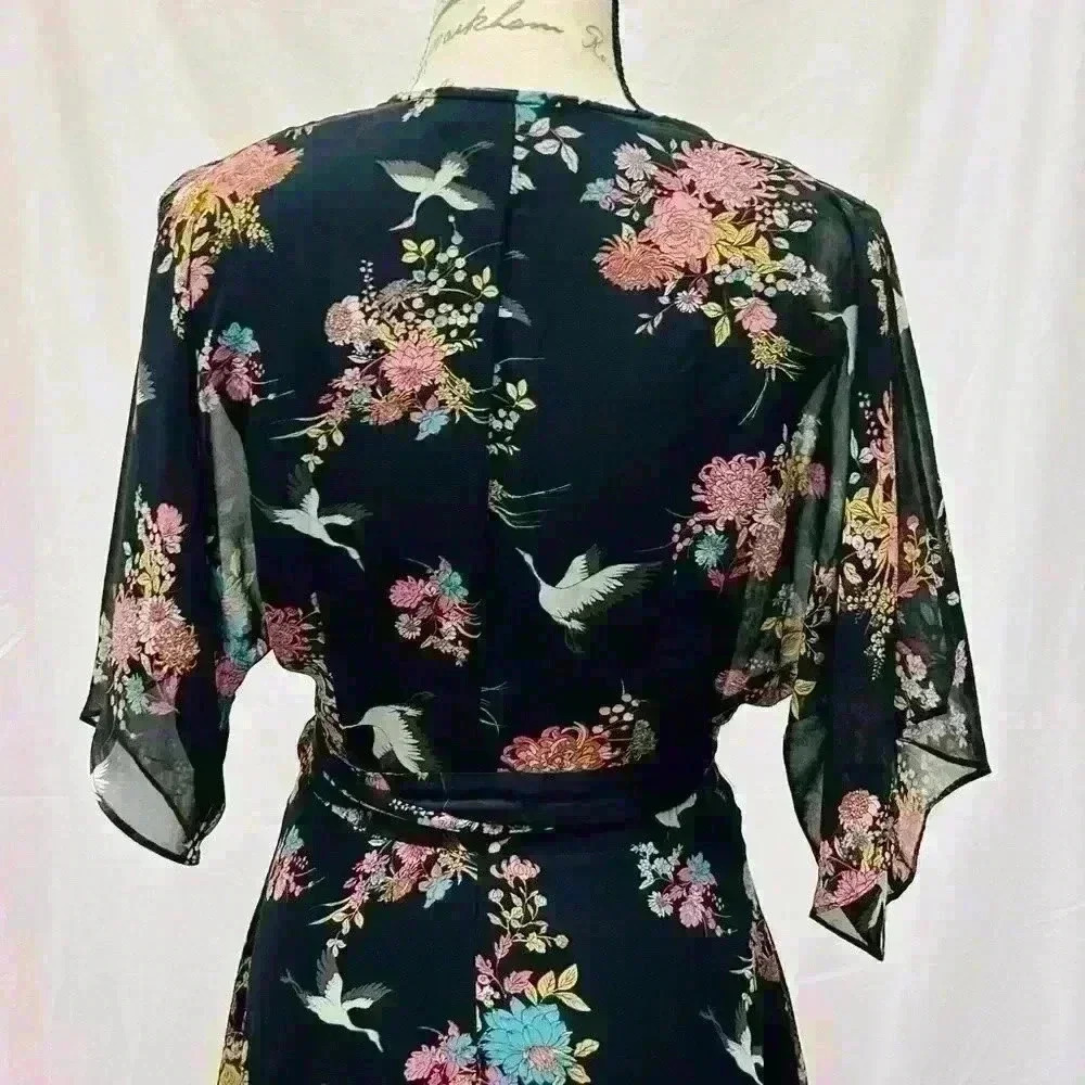 Lulus Sweet Bouquet Black Floral Print Wrap Maxi Dress Size Small - Picture 8 of 12